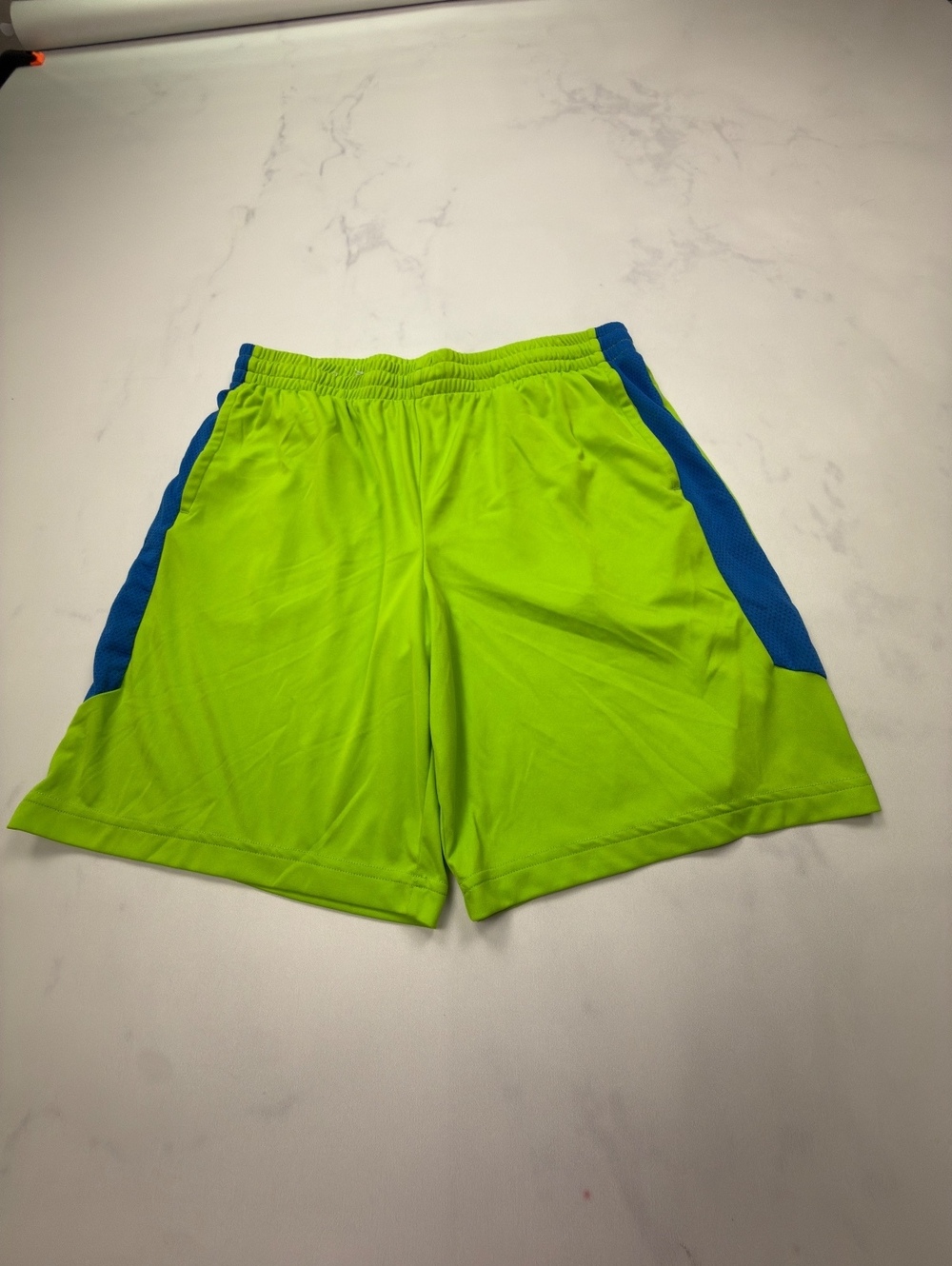 Tek Gear Colorblock Athletic Shorts Green Blue Modern Loose Fit - Boys XL Husky